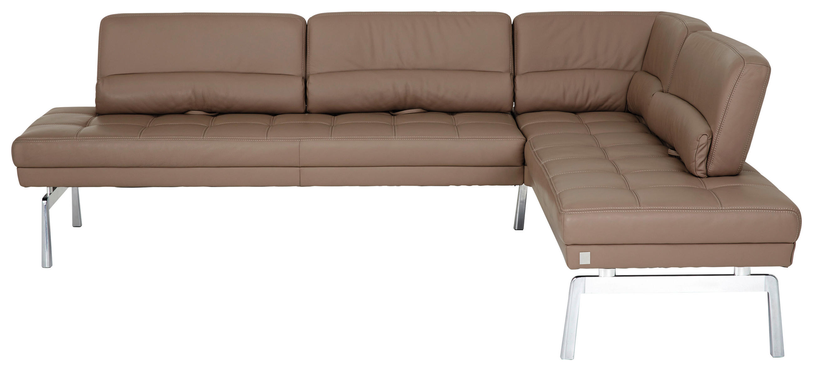 ECKBANK 256/186 cm  in Schlammfarben  - Schlammfarben/Alufarben, Design, Leder/Metall (256/186cm) - Joop!