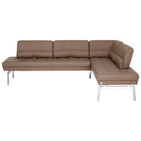 ECKBANK 256/186 cm Echtleder Schlammfarben Metall   - Schlammfarben/Alufarben, Design, Leder/Metall (256/186cm) - Joop!