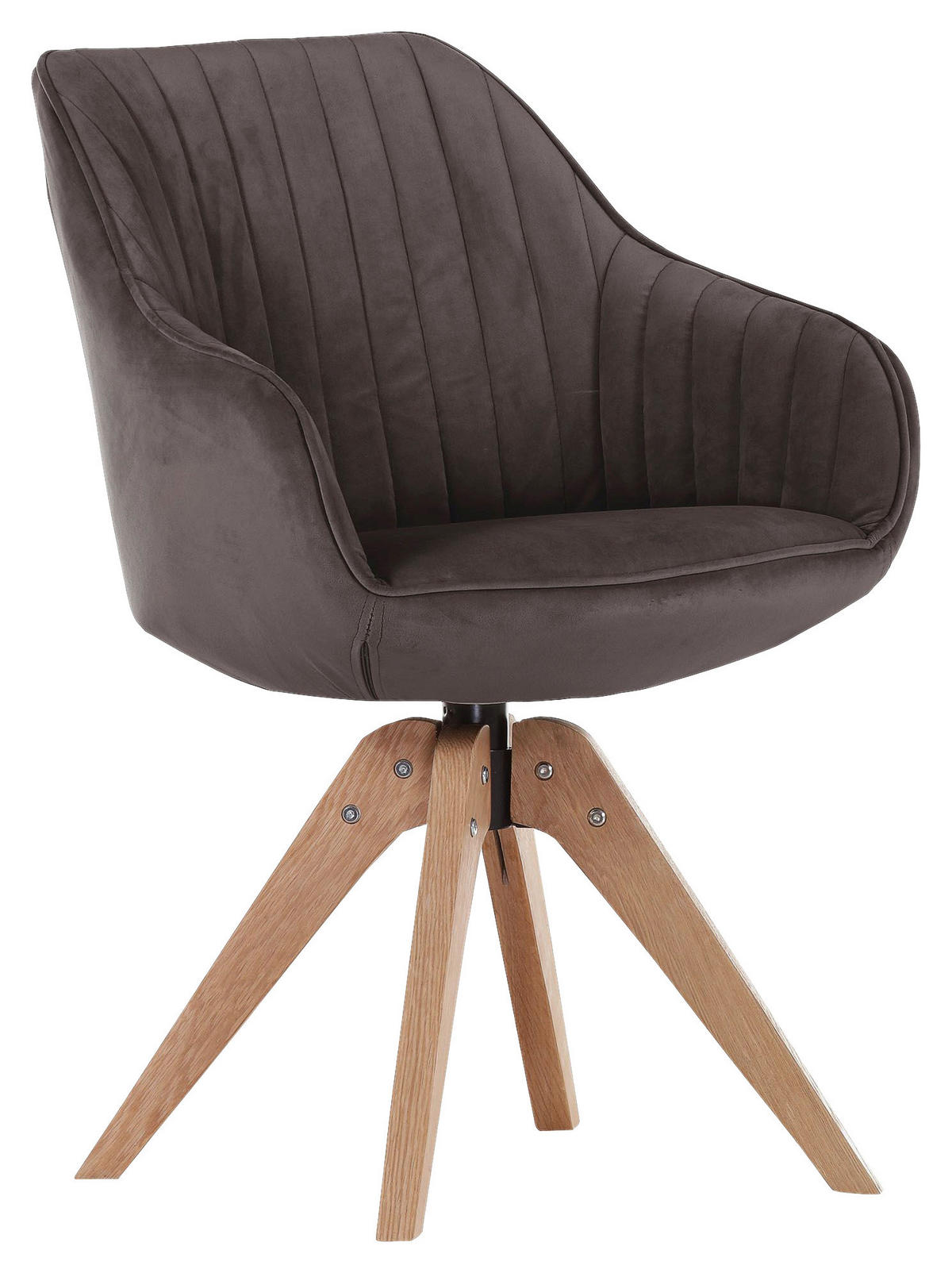 ARMLEHNSTUHL  in Velours  - Eichefarben/Braun, Design, Holz/Textil (60/83/65cm) - home24