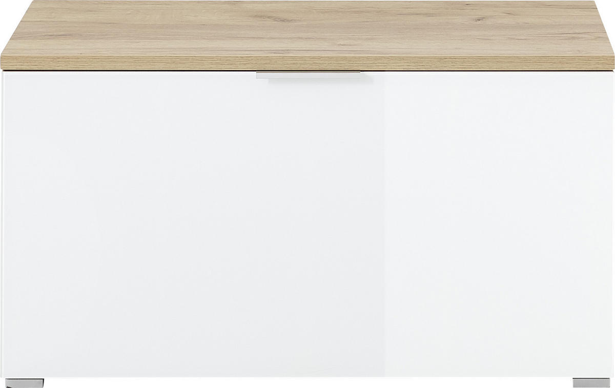 GARDEROBENBANK 89/49/40 cm  - Weiss/Eichefarben, Konventionell, Glas/Holzwerkstoff (89/49/40cm)