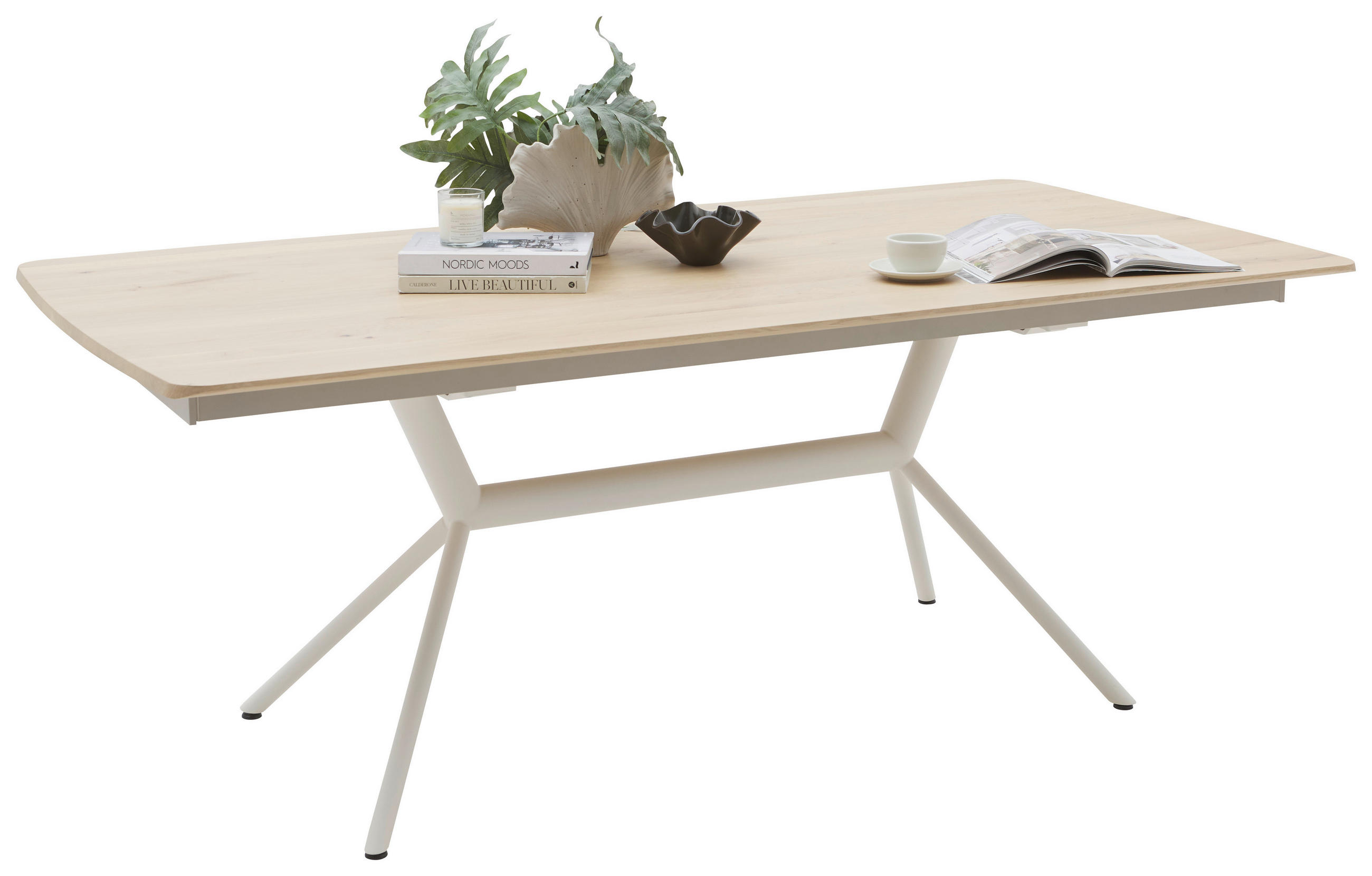 ESSTISCH      - Eiche Bianco/Creme, Design, Holz/Metall (200/100/76cm) - Valnatura