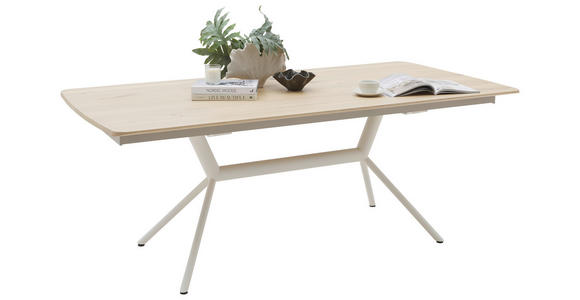 ESSTISCH      - Eiche Bianco/Creme, Design, Holz/Metall (200/100/76cm) - Valnatura