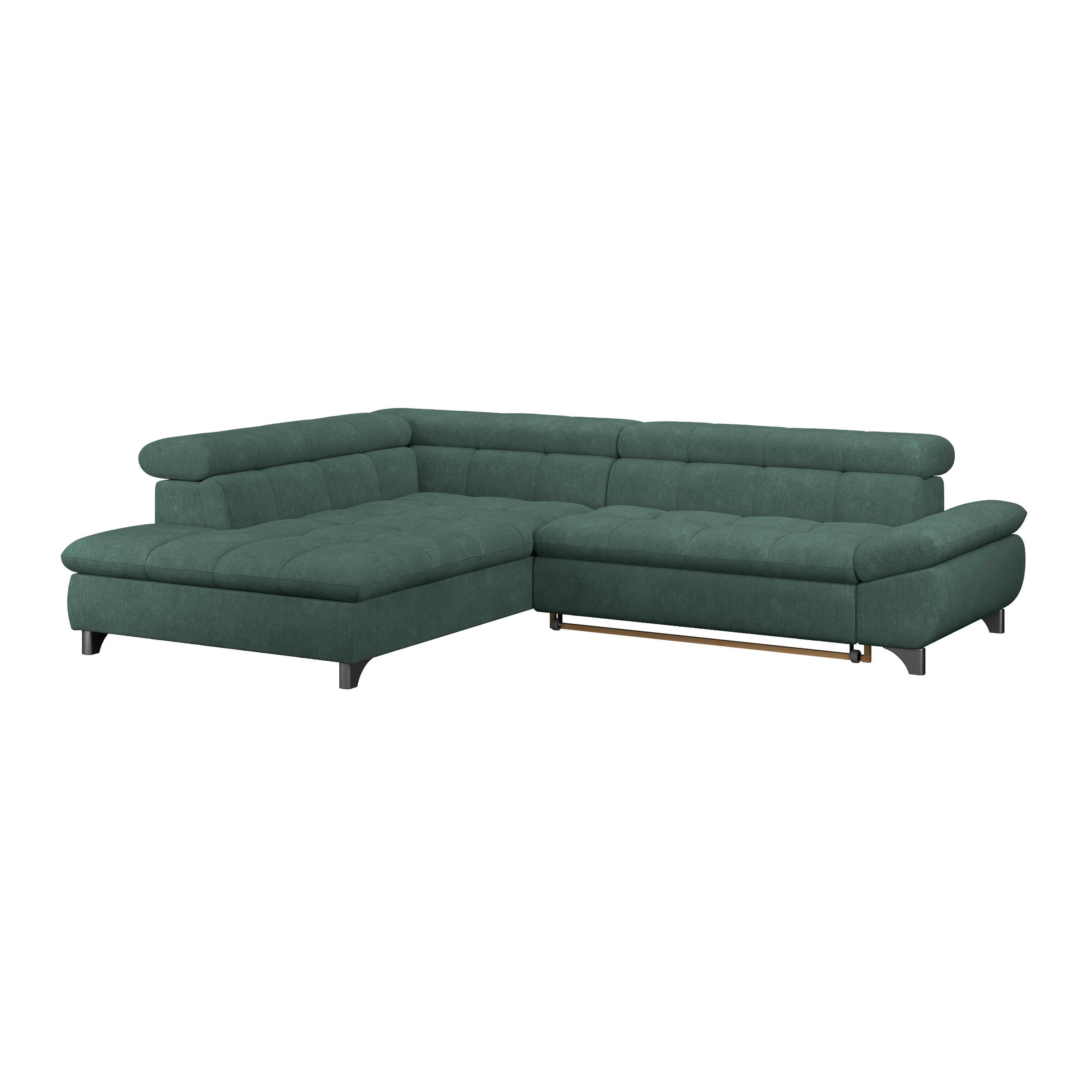ECKSOFA Waldgrün Chenille  - Waldgrün/Chromfarben, KONVENTIONELL, Textil/Metall (234/312cm) - Livetastic