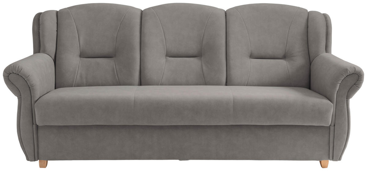 3-SITZER-SOFA Mikrofaser Grau  - Wildeiche/Grau, Konventionell, Holz/Textil (220/98/90cm) - Livetastic