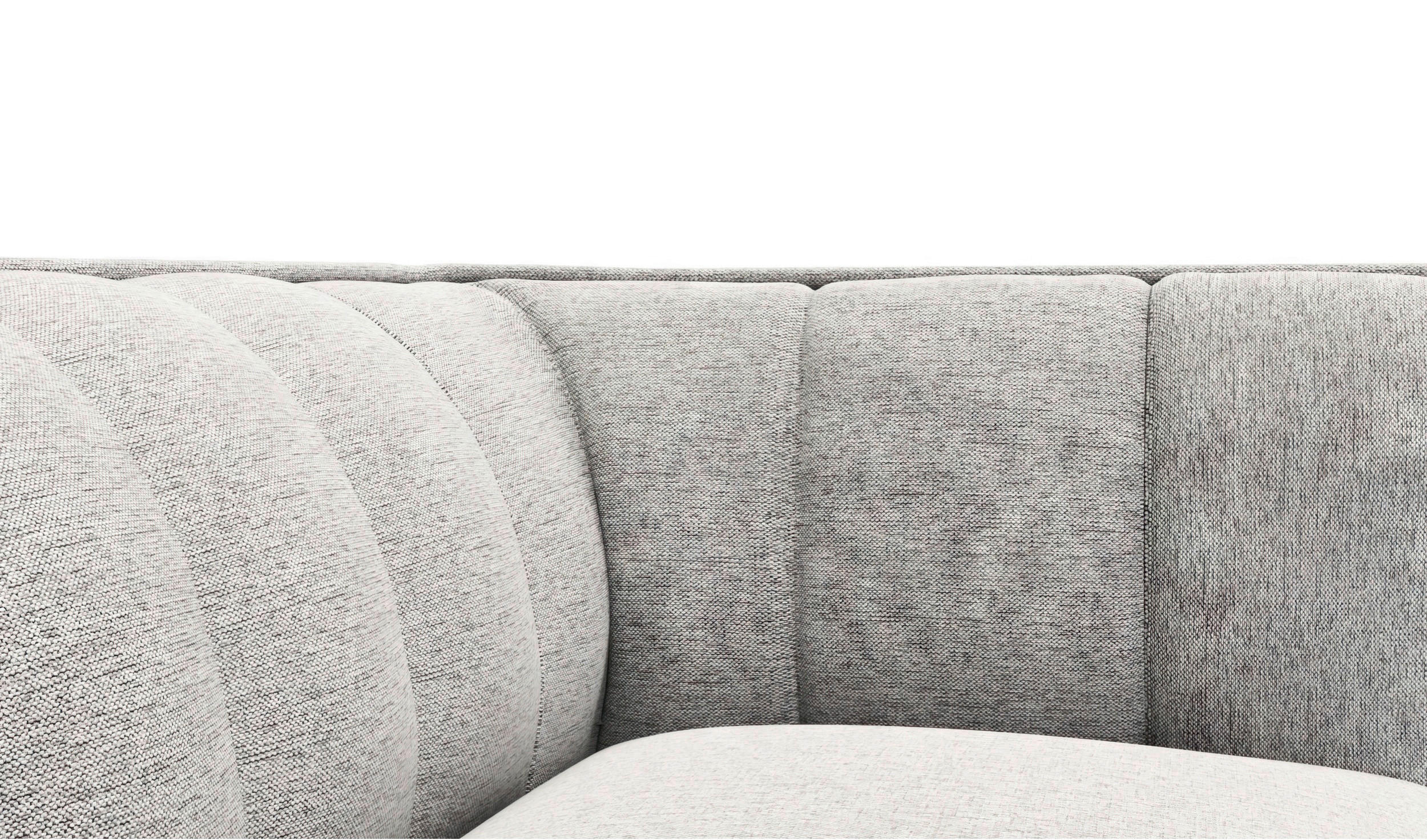 2,5-SITZER Chenille, Webstoff, Flachgewebe Hellgrau  - Hellgrau/Schwarz, Design, Holz/Textil (179/75/91cm) - Livetastic
