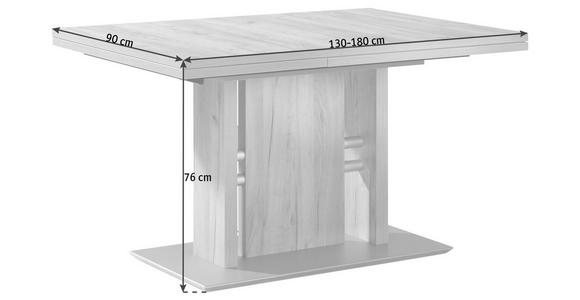 ESSTISCH 130-180/90/75 cm Metall, Holzwerkstoff Eichefarben, Edelstahlfarben rechteckig  - Edelstahlfarben/Eichefarben, Design, Holzwerkstoff/Metall (130-180/90/75cm) - Moderano