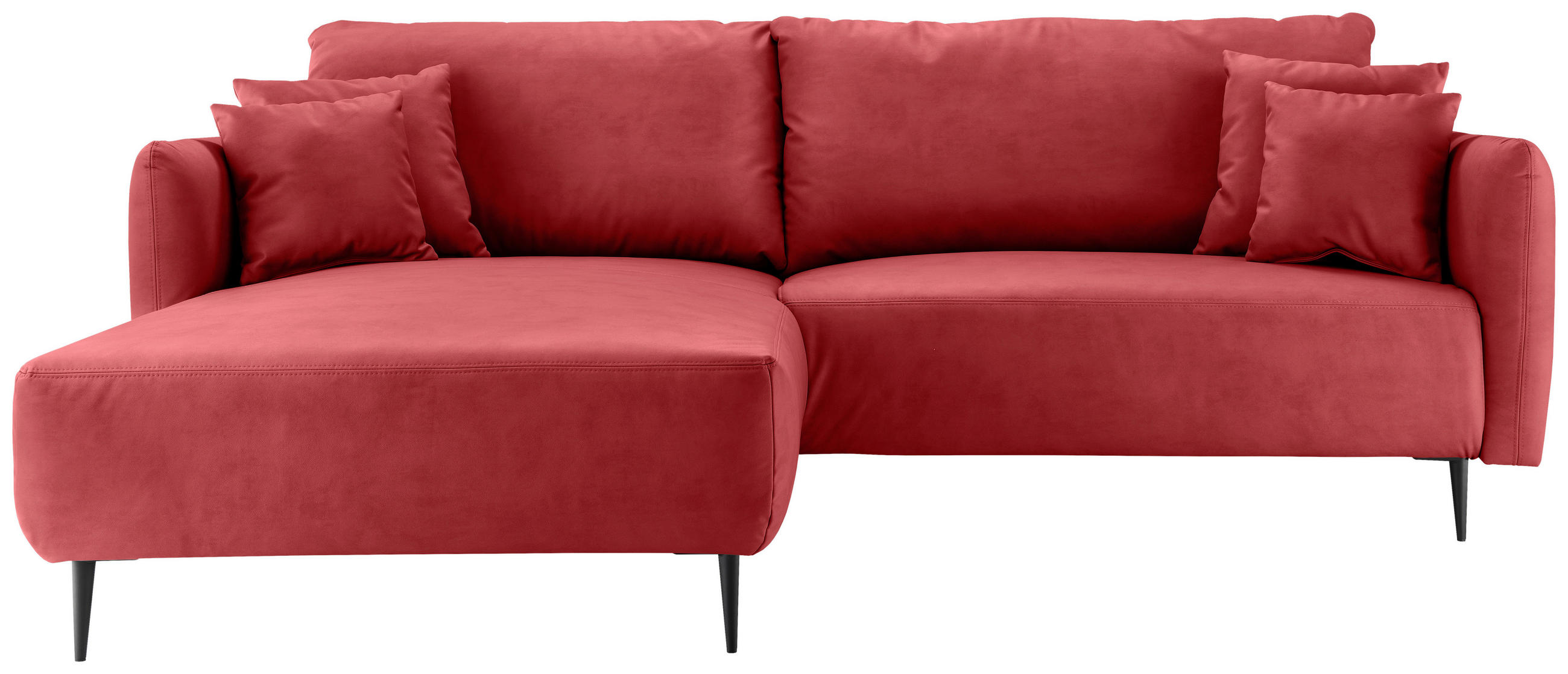 ECKSOFA Rot Lederlook  - Rot/Schwarz, Design, Textil/Metall (178/264-302cm) - Livetastic