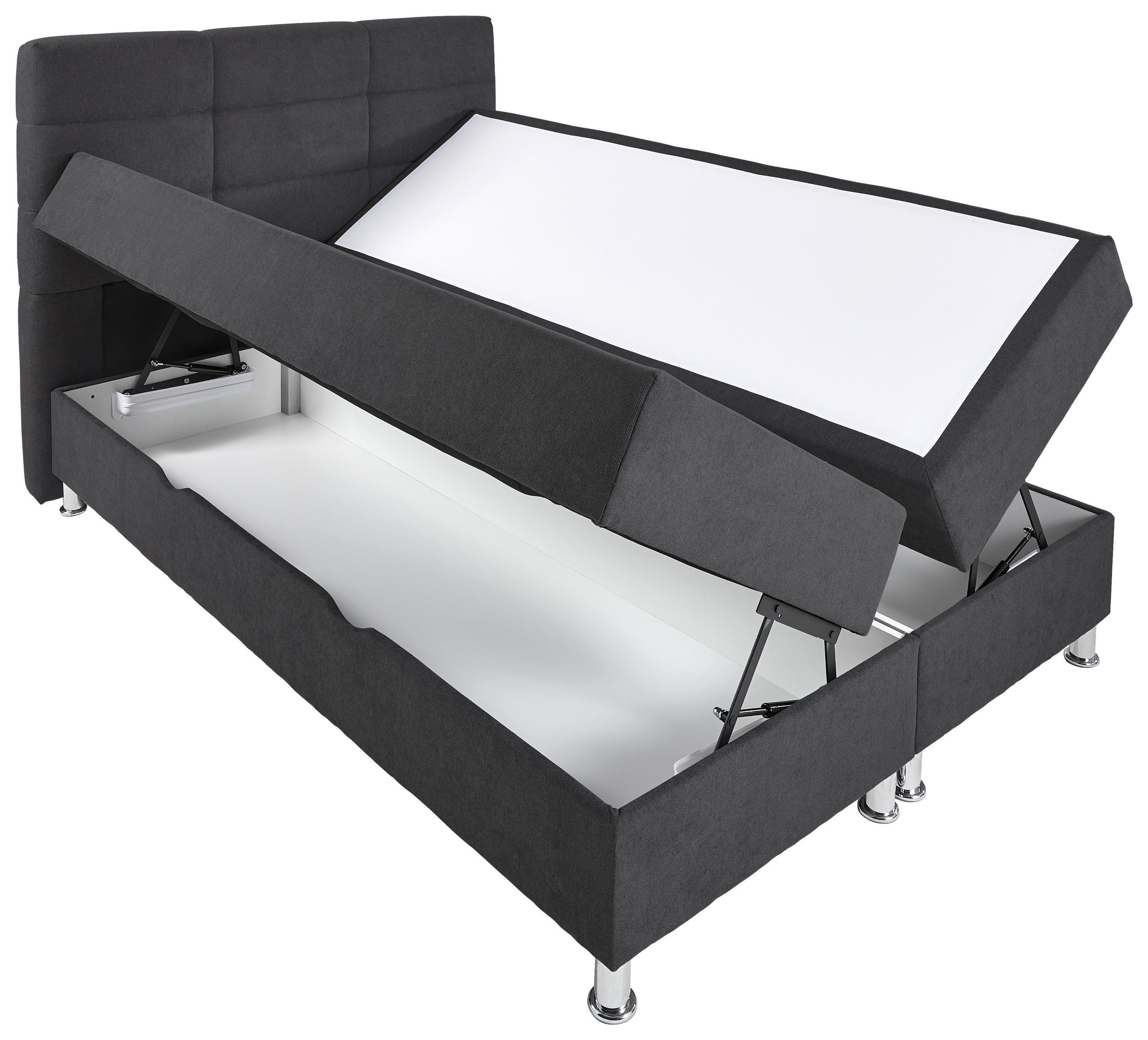 BOXBETT 140/200 cm  in Anthrazit  - Chromfarben/Anthrazit, KONVENTIONELL, Textil/Metall (140/200cm) - Carryhome