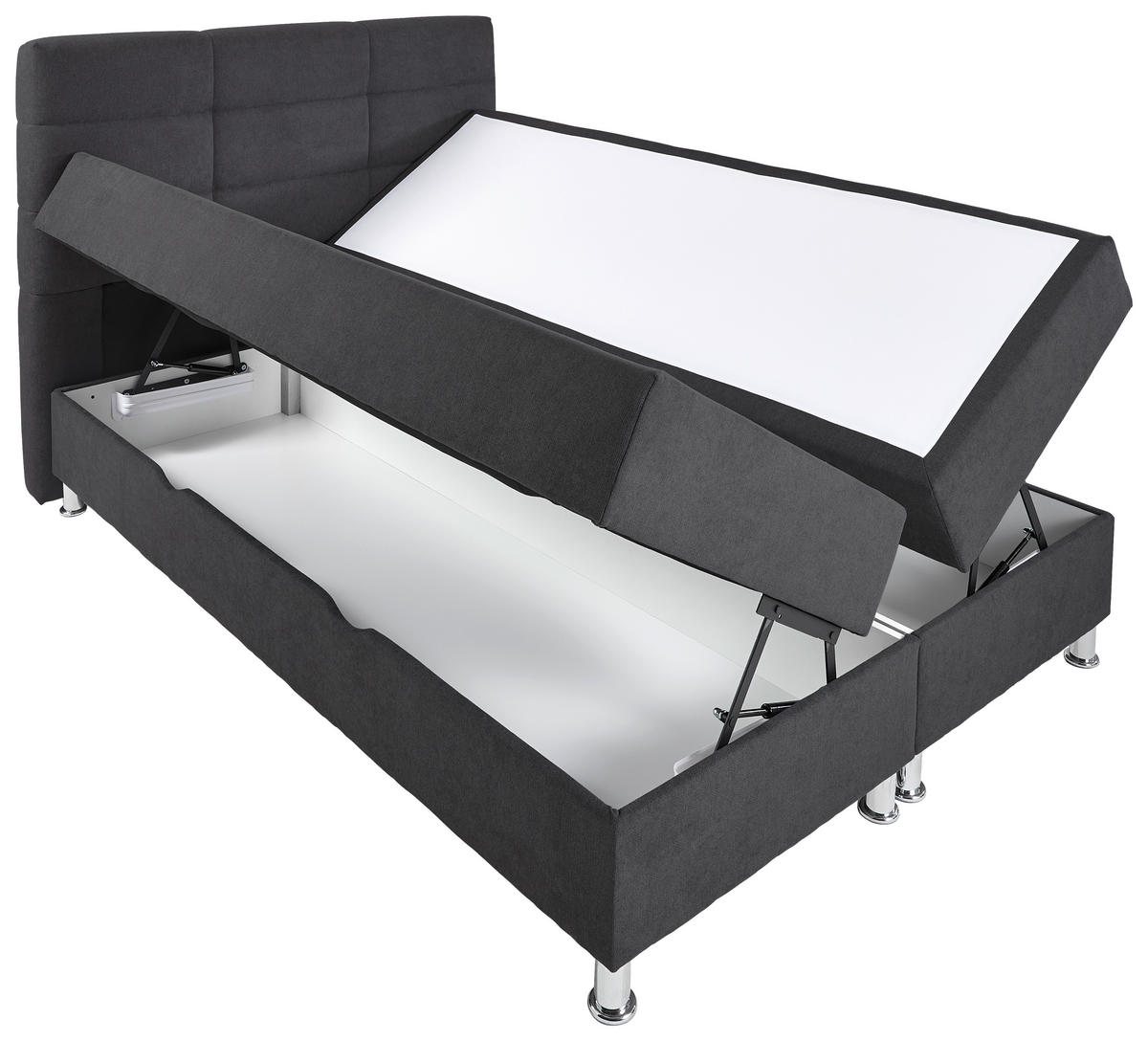 BOXBETT 140/200 cm  in Anthrazit  - Chromfarben/Anthrazit, KONVENTIONELL, Textil/Metall (140/200cm) - Carryhome