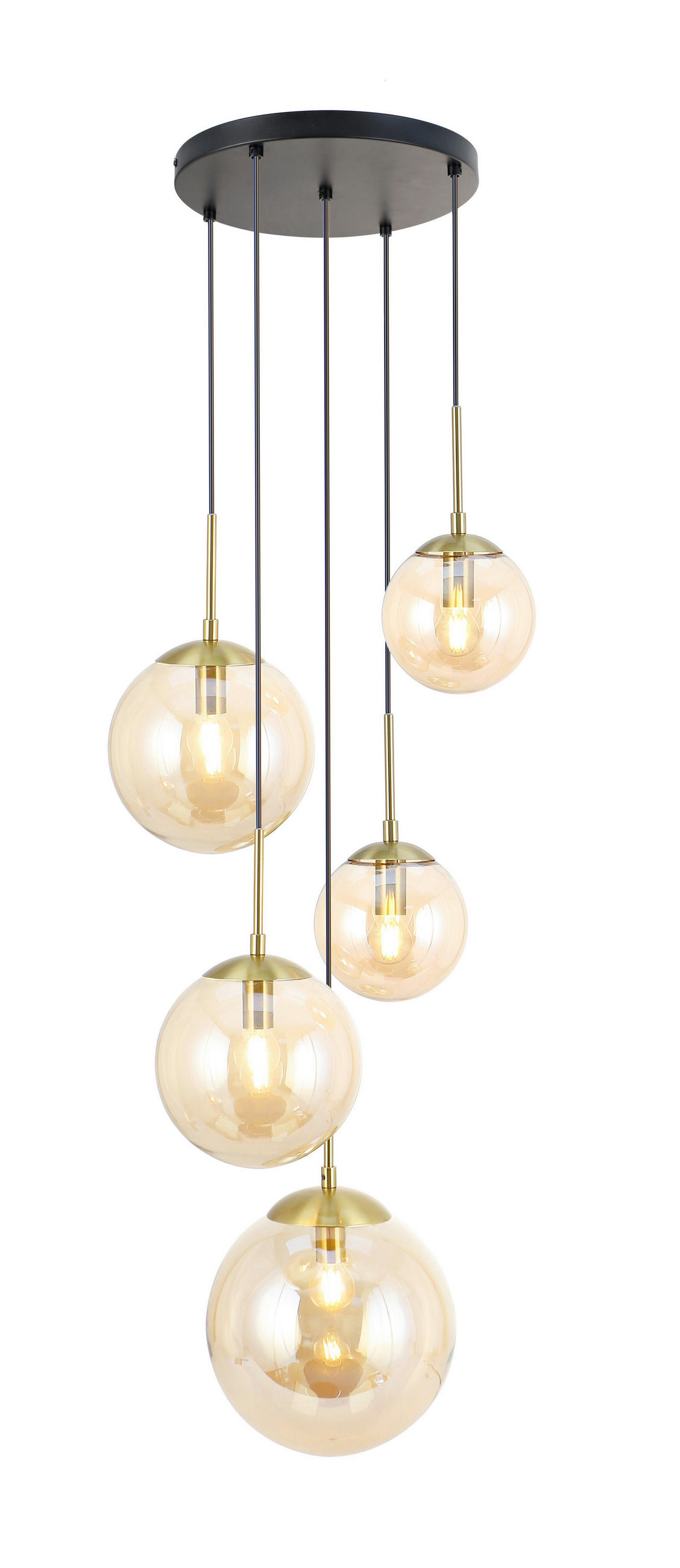 HÄNGELEUCHTE 44,5/120 cm   - Goldfarben/Bernsteinfarben, Trend, Glas/Metall (44,5/120cm) - Novel