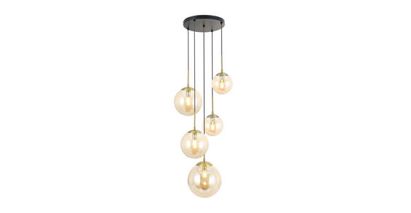 HÄNGELEUCHTE 44,5/120 cm - Goldfarben/Bernsteinfarben, Trend, Glas/Metall (44,5/120cm) - Novel