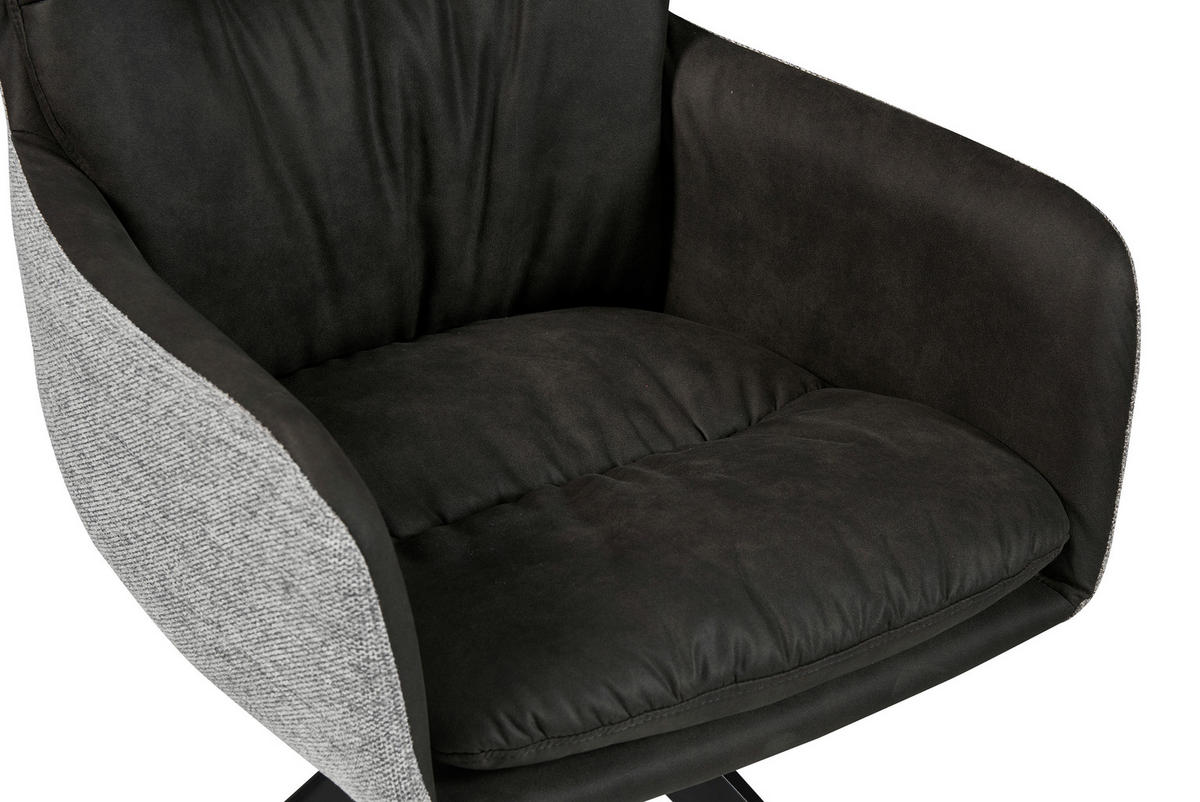ŽIDLE S PODRUČKAMI, vzhled kůže, splétaný textil, černá - černá, Moderní, kov/textil (57/87/64,5cm) - MID.YOU