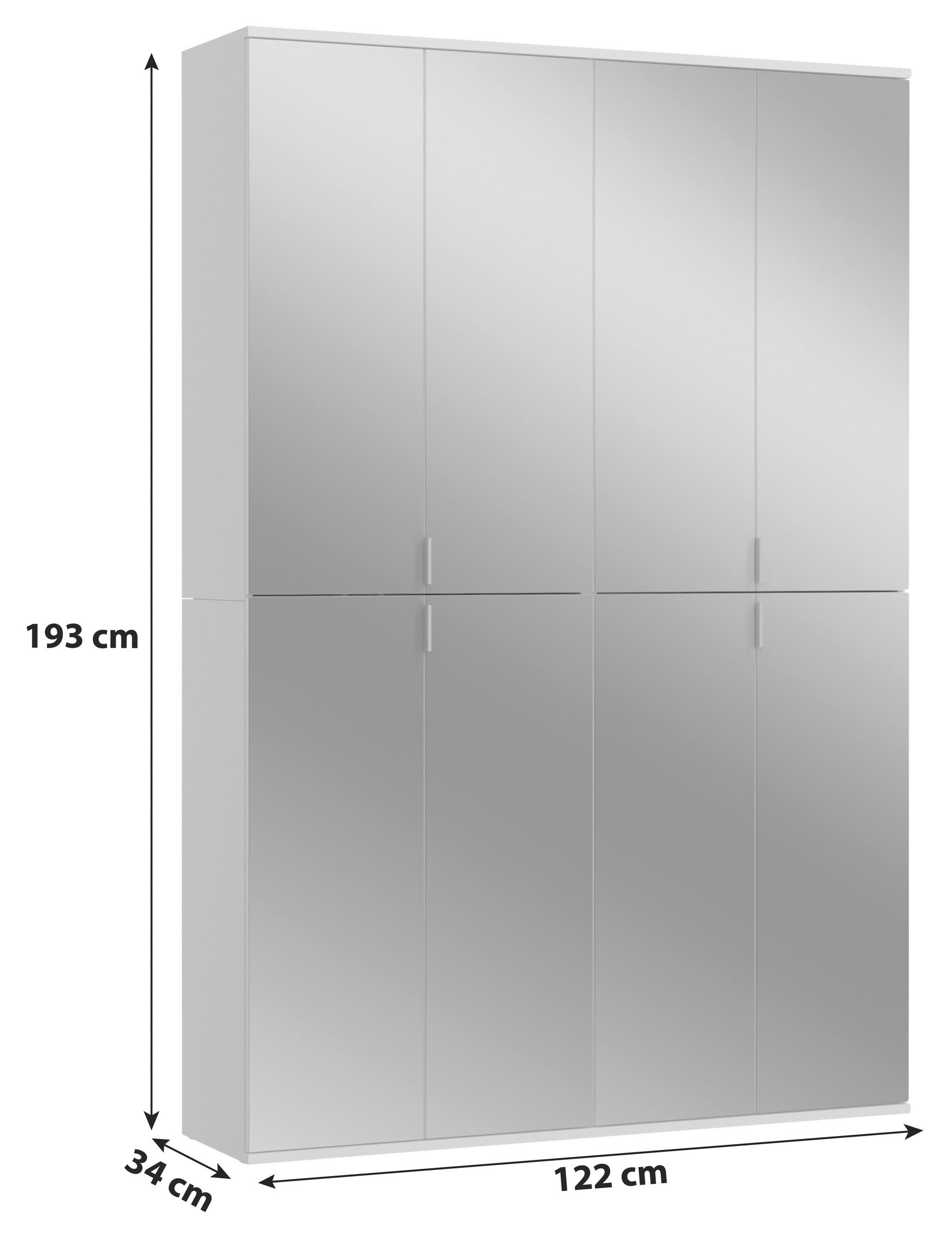 DREHTÜRENSCHRANK  in Weiß Hochglanz  - Chromfarben/Weiß Hochglanz, MODERN, Holzwerkstoff/Metall (122/193/34cm) - MID.YOU