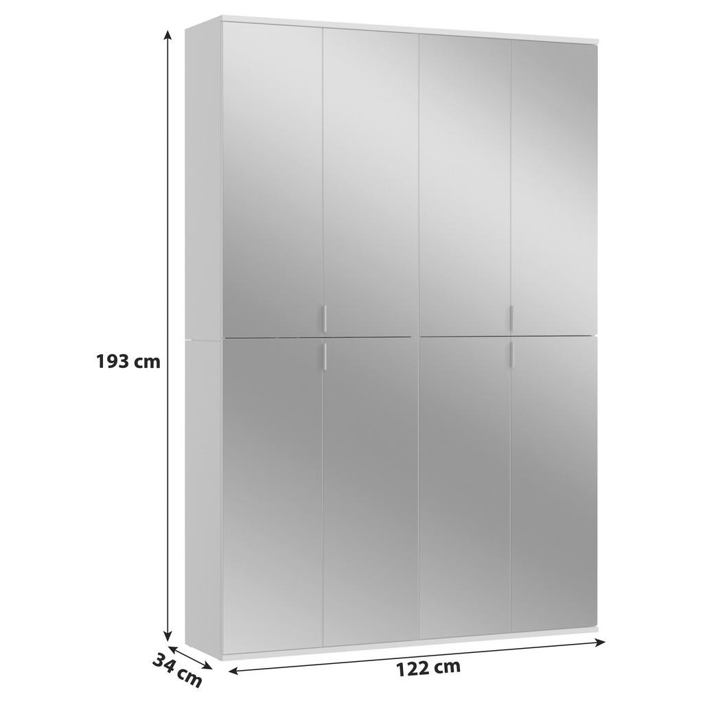 Thumbnail - Mid.you Drehtürenschrank, Weiß Hochglanz, Holzwerkstoff, 14 Fächer, 122x193x34 cm, FSC Mix, Schlafzimmer, Kleiderschränk...