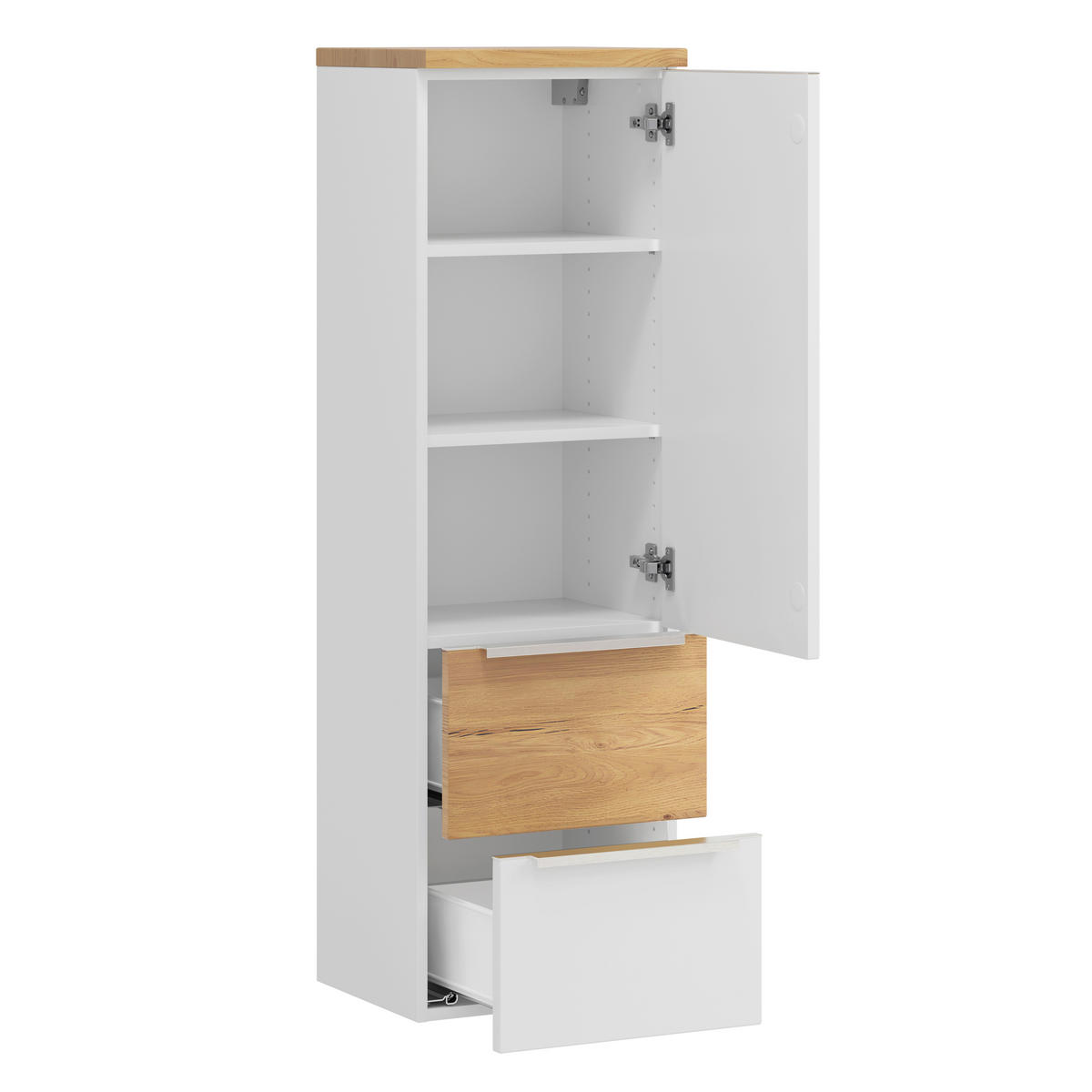 MIDISCHRANK 40/130/35 cm  - Wildeiche/Edelstahlfarben, Trend, Holzwerkstoff/Metall (40/130/35cm) - Held