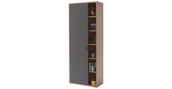 GARDEROBENSCHRANK 76/199/37 cm  - Eichefarben/Anthrazit, Design, Holzwerkstoff/Metall (76/199/37cm) - Xora