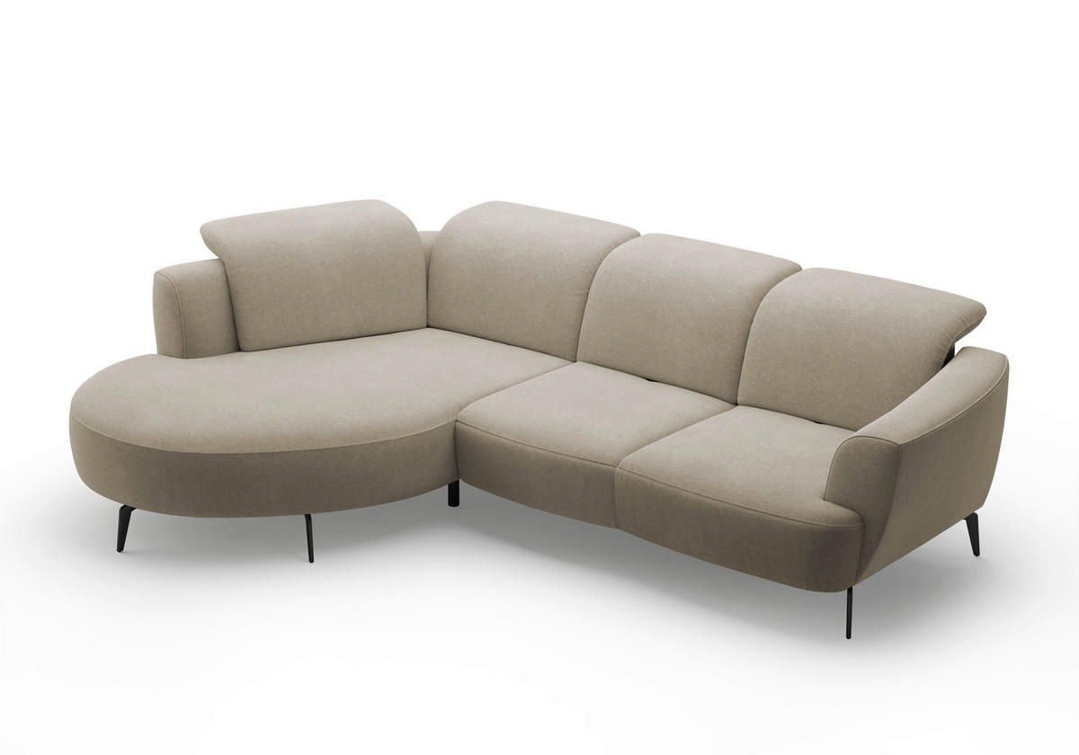 ECKSOFA in Mikrofaser Beige  199/309 cm  - Beige/Schwarz, KONVENTIONELL, Textil/Metall (199/309cm) - Sit & More