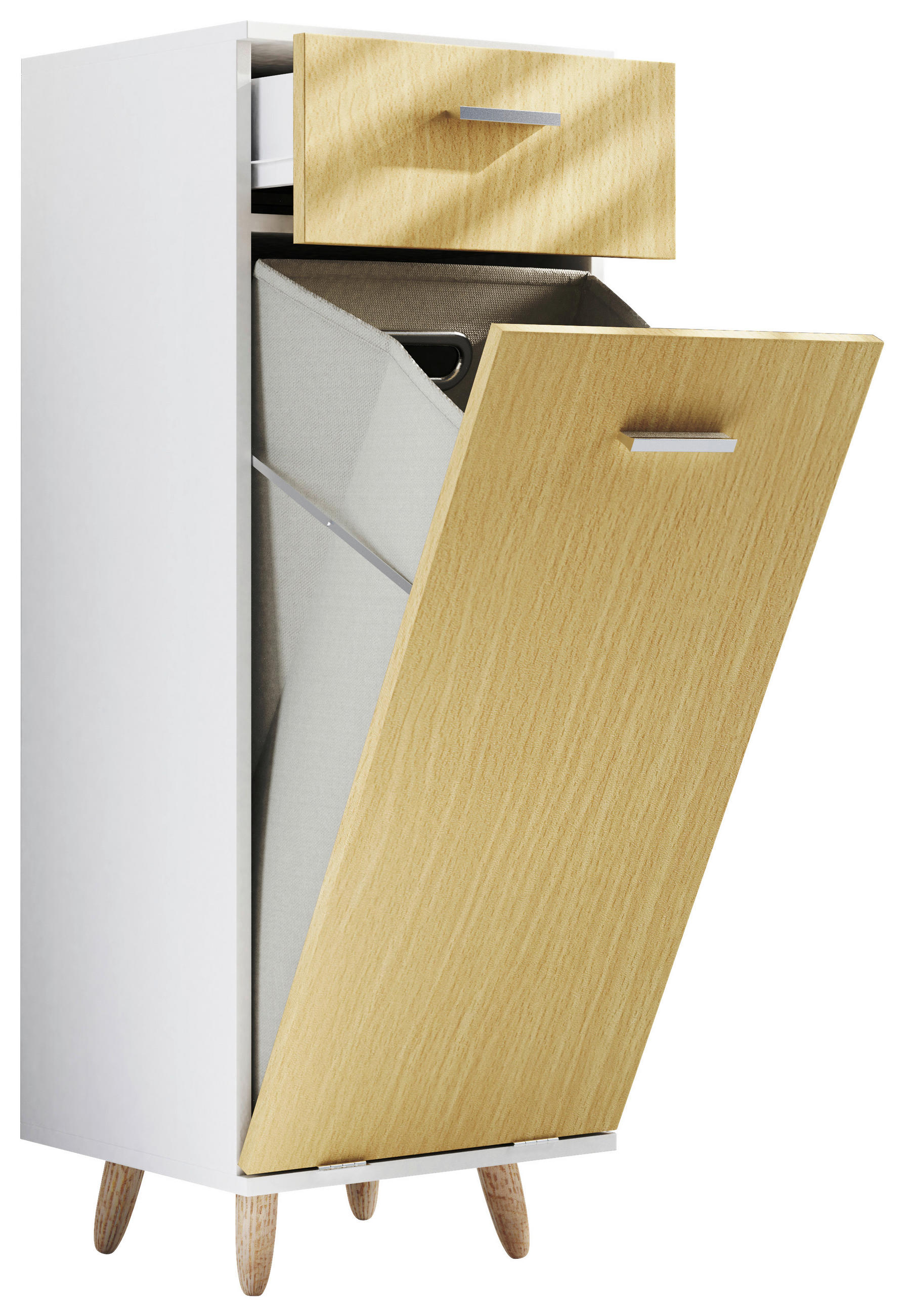 MIDISCHRANK 40/107/35 cm  - Honigeiche/Silberfarben, MODERN, Holzwerkstoff/Kunststoff (40/107/35cm) - MID.YOU