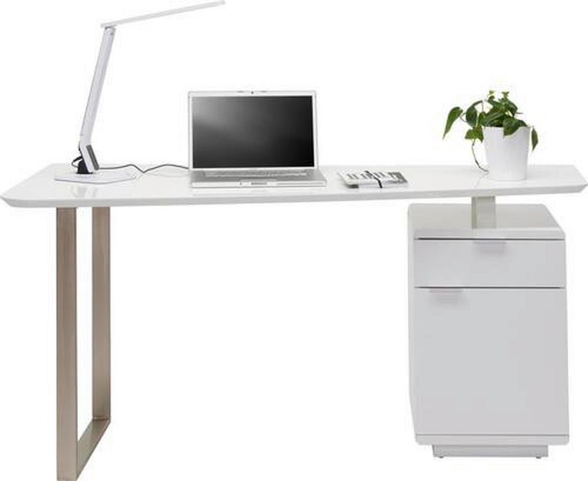 ÍRÓASZTAL  - ezüst/nikkel, Design, faalapú anyag/fém (150/76/74cm) - Xora