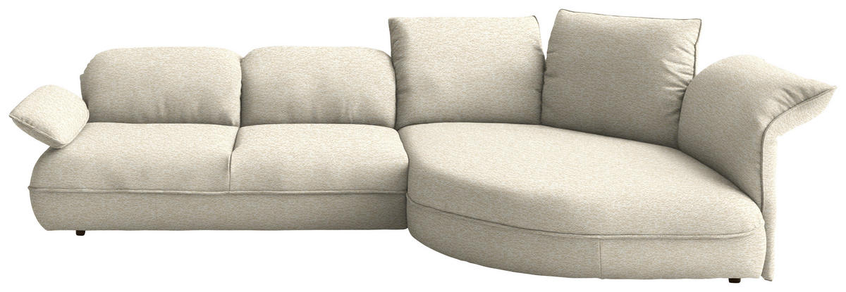 ECKSOFA Chenille Beige  - Beige/Schwarz, Design, Kunststoff/Textil (343/154cm) - Koinor