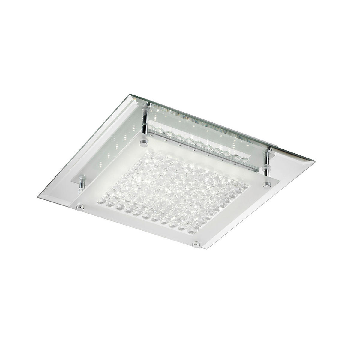 LED-DECKENLEUCHTE Antilia 28/28/7 cm   - Klar/Chromfarben, Design, Glas/Metall (28/28/7cm)