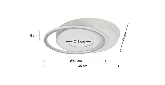 DECKENLEUCHTE    44/48/5 cm  - Chromfarben/Alufarben, Trend, Kunststoff/Metall (44/48/5cm) - Novel