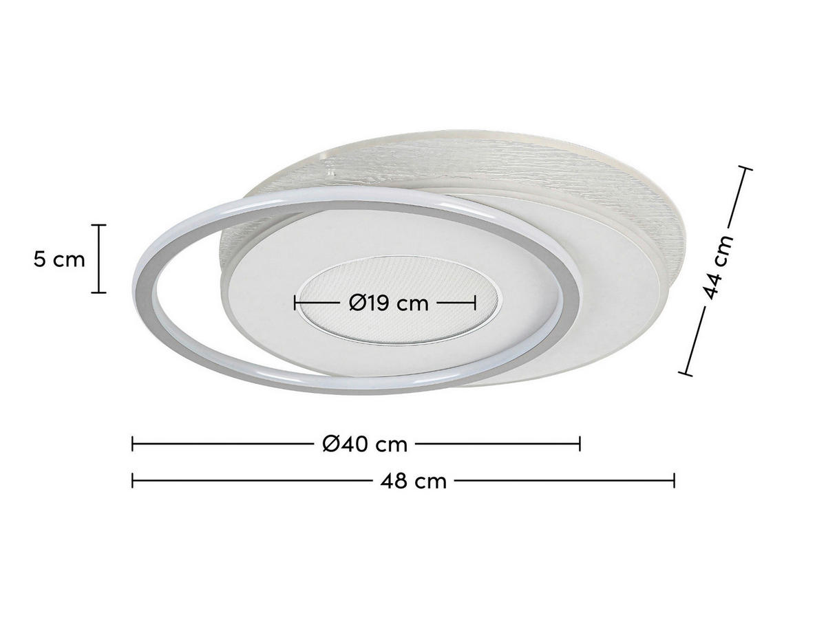 DECKENLEUCHTE 44/48/5 cm   - Chromfarben/Alufarben, Trend, Kunststoff/Metall (44/48/5cm) - Novel