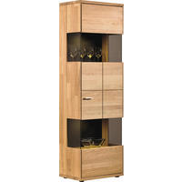 VITRINE Portland in massiv Eiche   - Silberfarben/Schwarz, Design, Glas/Holz (63/200/40cm) - Musterring