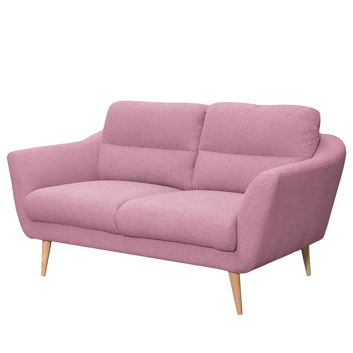2-SITZER-SOFA in Webstoff Rosa  - Buchefarben/Rosa, Design, Holz/Textil (158/87/88cm) - Livetastic