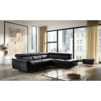 ECKSOFA  in Lederlook Echtleder Schwarz  265/210 cm  - Chromfarben/Schwarz, Design, Leder/Textil (265/210cm) - Livetastic