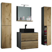 BADEZIMMER 5-teilig  in 127 cm  - Honigeiche/Anthrazit, Modern, Glas/Keramik (127cm) - MID.YOU