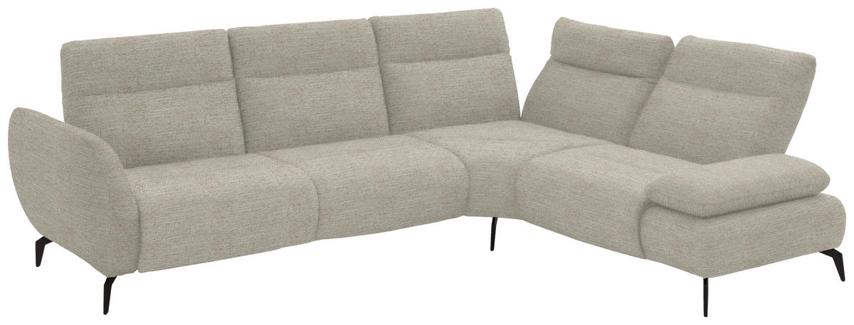ECKSOFA in Webstoff Beige  290/223 cm  - Beige/Schwarz, Design, Textil/Metall (290/223cm) - Moderano