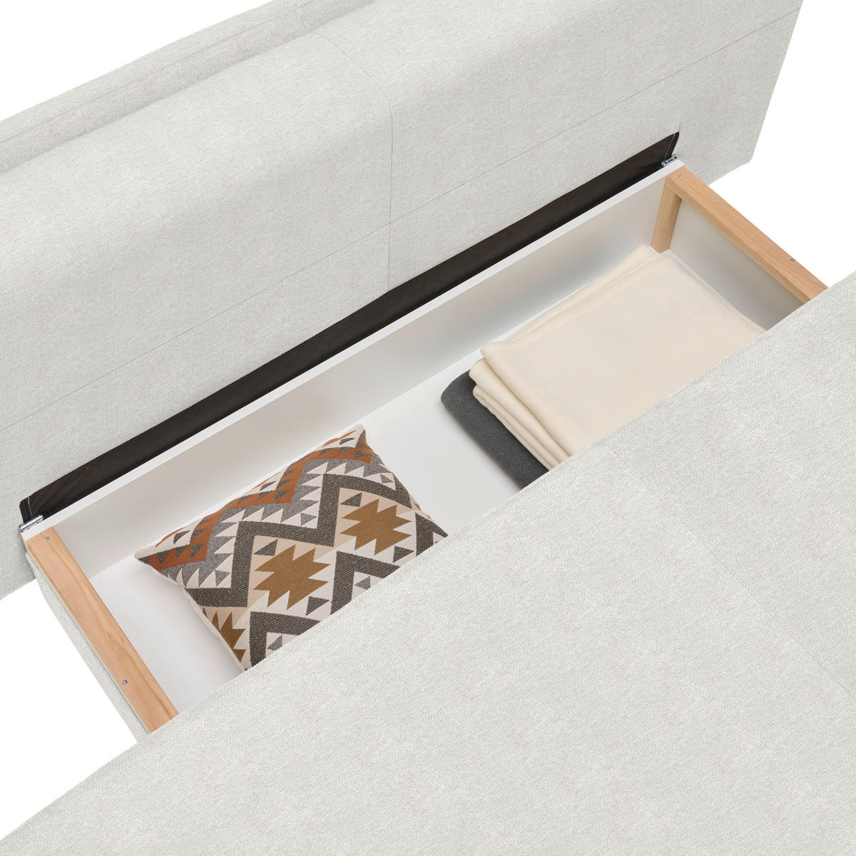 BOXSPRINGSOFA in Webstoff Creme  - Creme/Schwarz, Design, Textil/Metall (200/100/108cm) - Novel