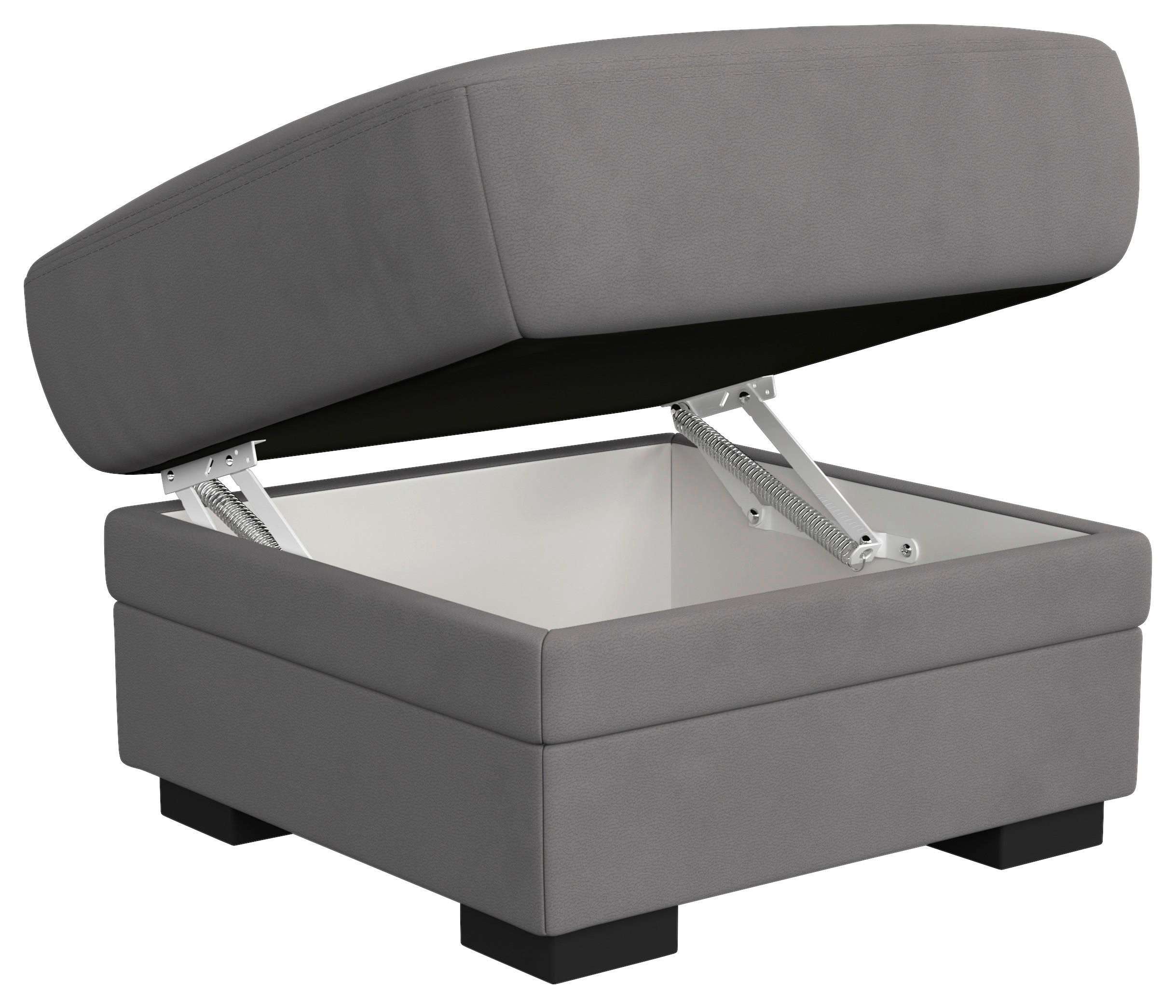 HOCKER Mikrofaser Hellgrau  - Hellgrau/Schwarz, Basics, Kunststoff/Textil (68/45/68cm) - MID.YOU