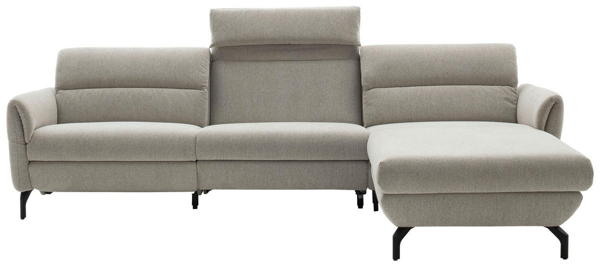 ECKSOFA Beige Chenille  - Beige/Schwarz, Design, Textil/Metall (299/187cm) - Schöner Wohnen