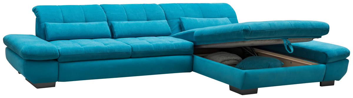 ECKSOFA Türkis Mikrofaser  - Türkis/Schwarz, Design, Textil/Metall (204/341cm) - Xora
