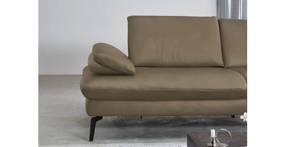 ECKSOFA in Echtleder Hellbraun 325/157 cm - Hellbraun/Schwarz, Design, Leder/Metall (325/157cm) - Dieter Knoll