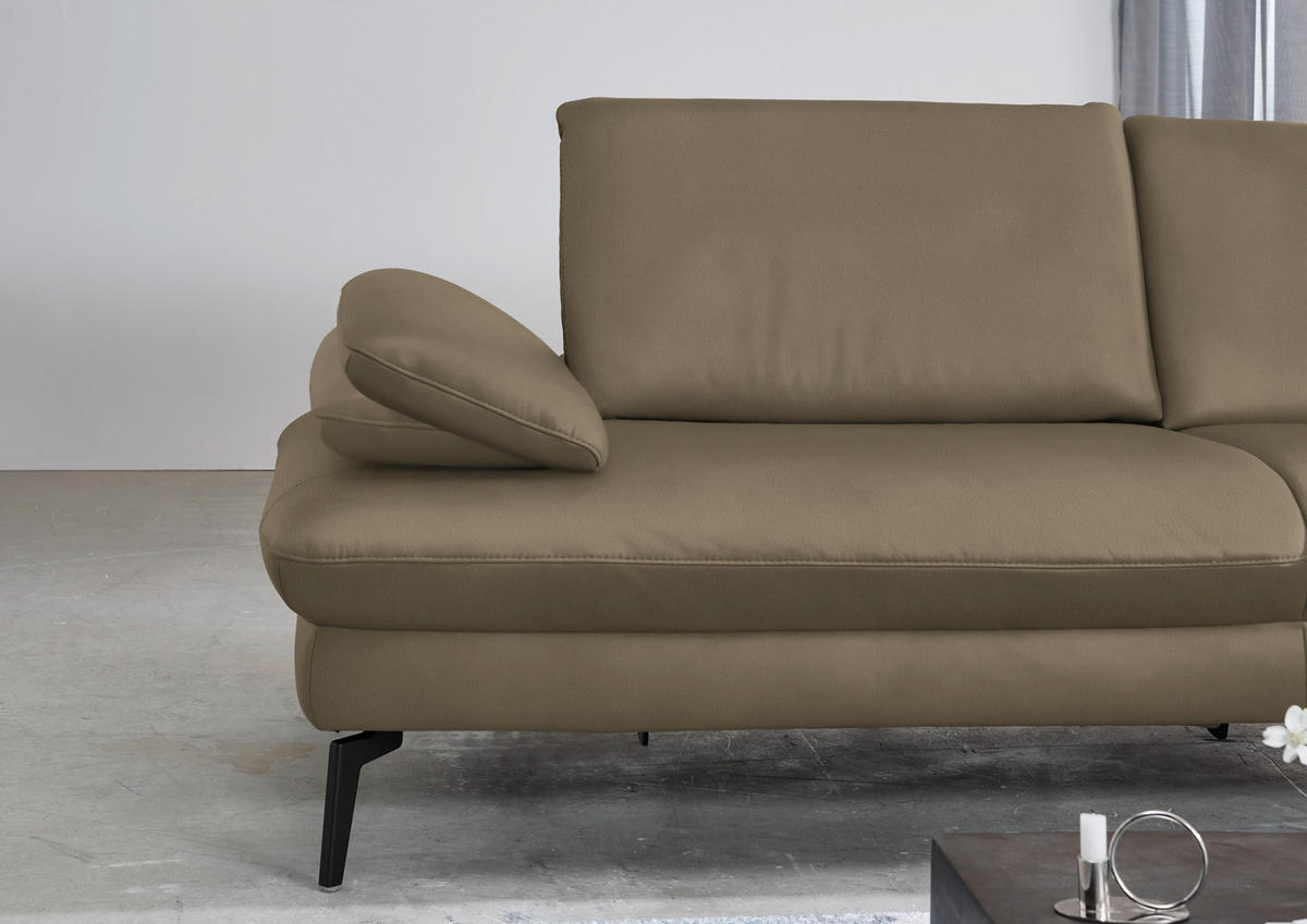 ECKSOFA in Echtleder Hellbraun  - Hellbraun/Schwarz, Design, Leder/Metall (325/157cm) - Dieter Knoll
