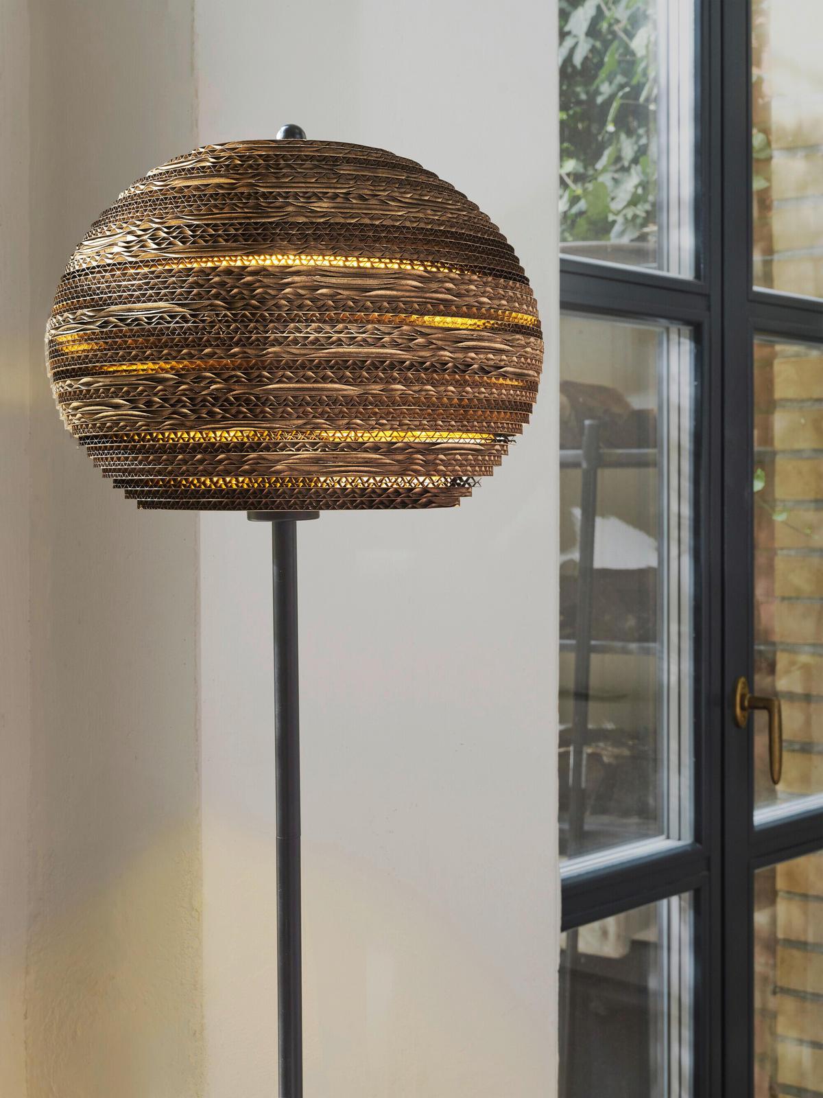 STEHLEUCHTE 30.5/160 cm    - Schwarz/Braun, Natur, Karton/Metall (30.5/160cm) - Osram