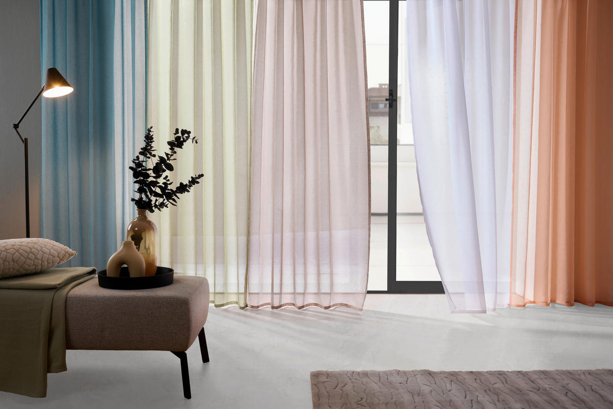 DRAPERIE CONFECȚIONATĂ transparent  - verde, Basics, textil (140/245cm) - Boxxx