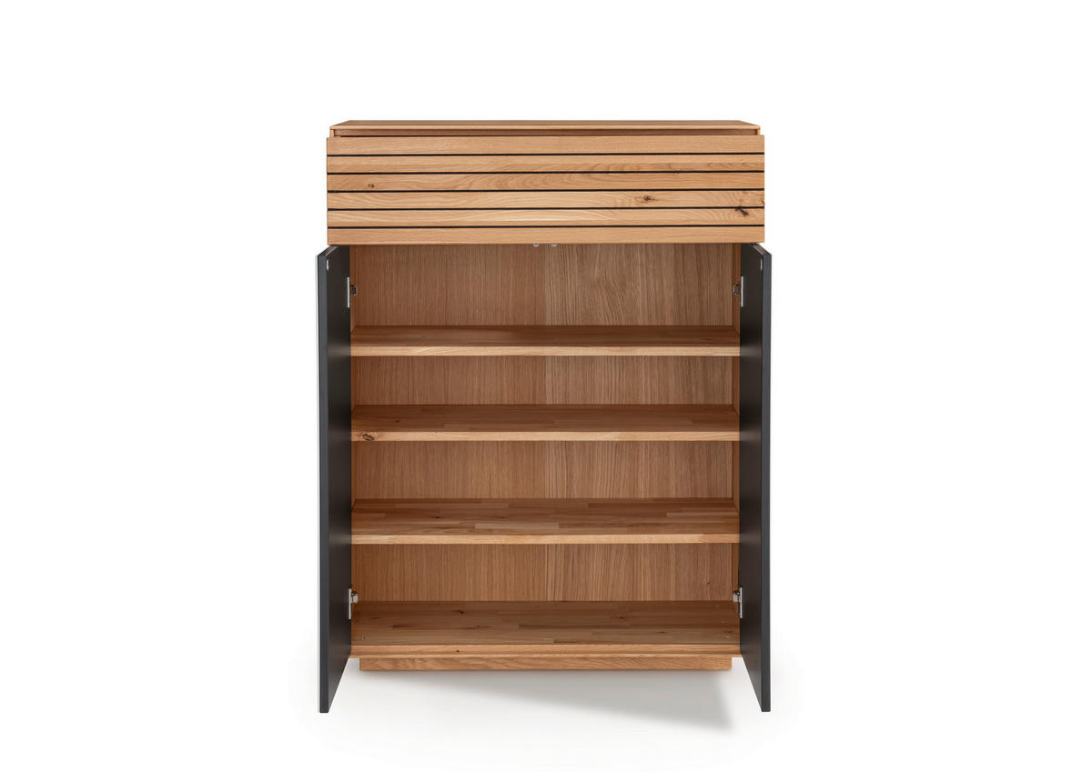 SCHUHSCHRANK  in 80/103/37 cm  - Wildeiche/Weiss, Natur, Glas/Holz (80/103/37cm) - Linea Natura