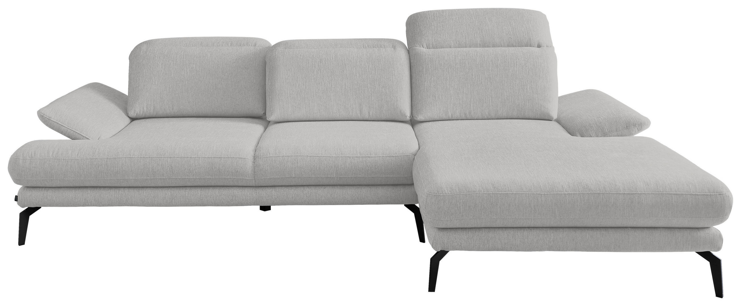ECKSOFA in Webstoff Ecru  - Ecru/Schwarz, Design, Textil/Metall (289/180cm) - Stylife