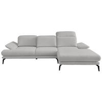 ECKSOFA in Webstoff Ecru  - Ecru/Schwarz, Design, Textil/Metall (289/180cm) - Stylife