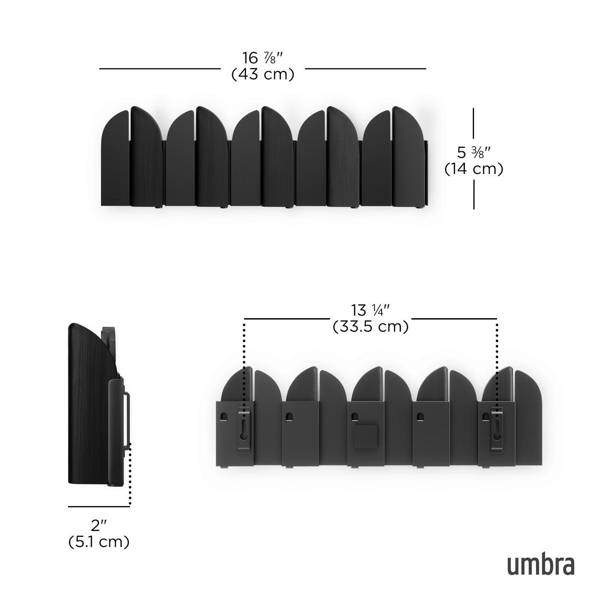 DRŽAČ ZA TAŠNE - crna, Osnovno, drvo/metal (43/2/14cm) - Umbra