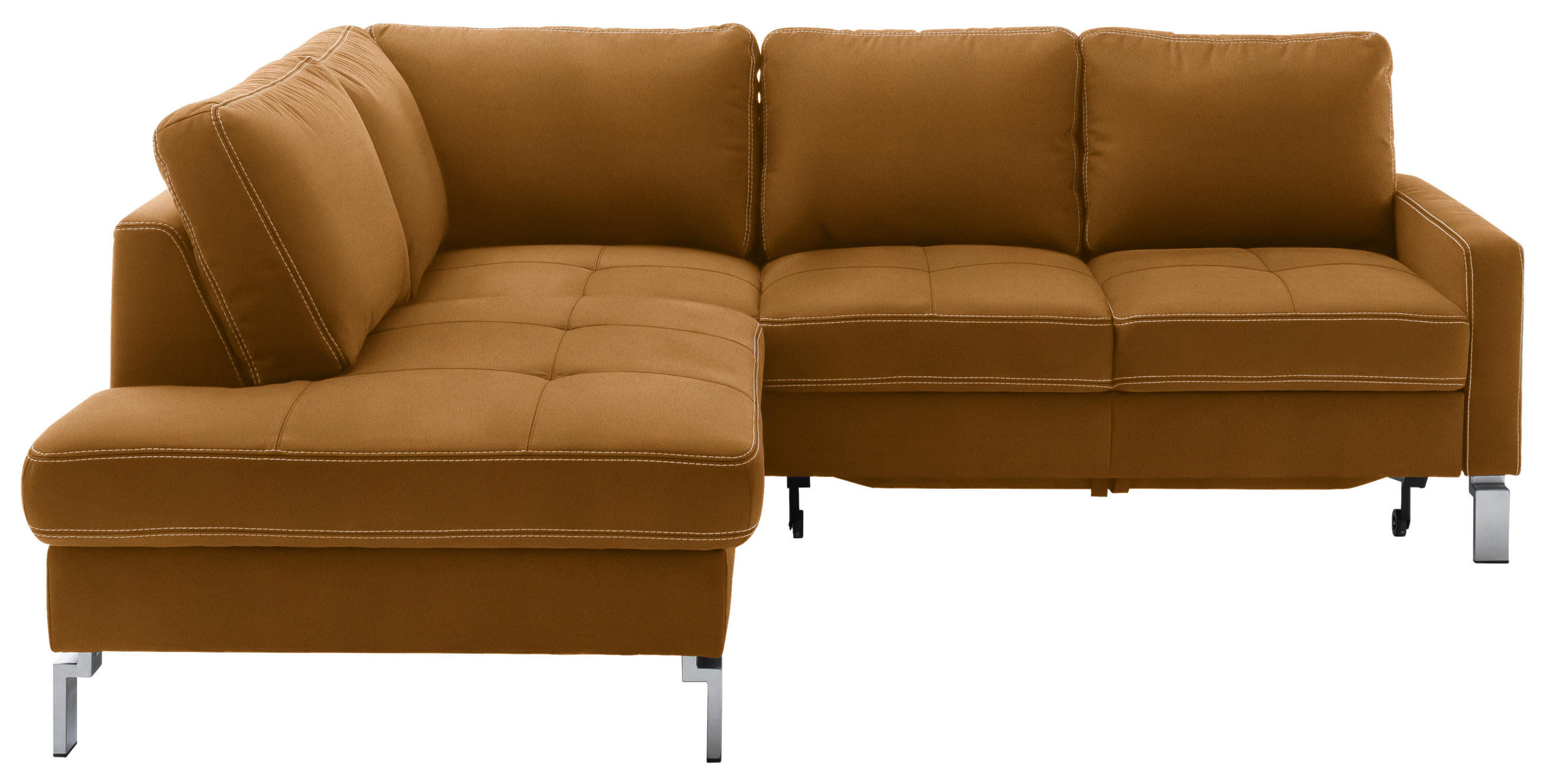 ECKSOFA in Mikrofaser Goldfarben  200/229 cm  - Chromfarben/Beige, Design, Textil/Metall (200/229cm) - Pure Home Lifestyle