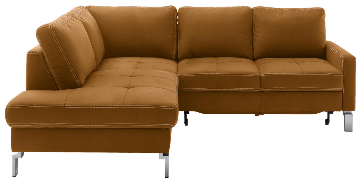 ECKSOFA in Mikrofaser Goldfarben  200/229 cm  - Chromfarben/Beige, Design, Textil/Metall (200/229cm) - Pure Home Lifestyle