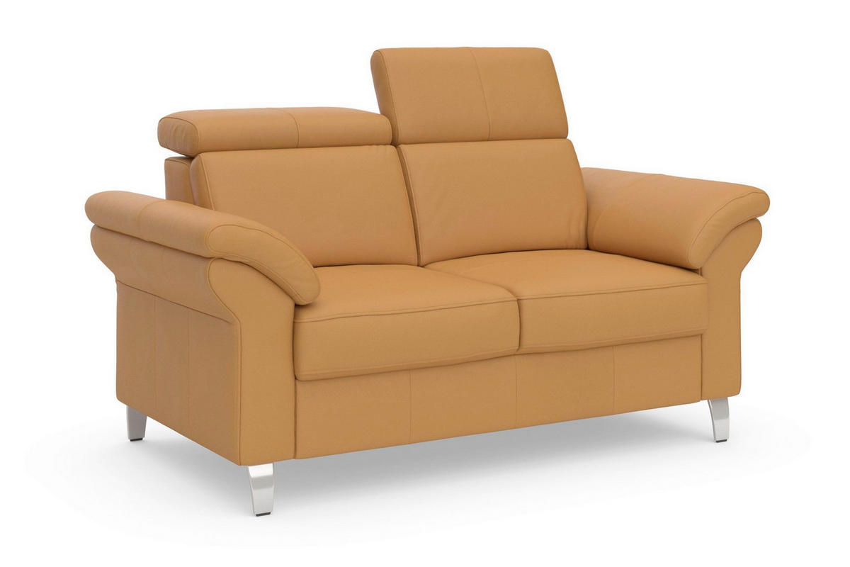 2-SITZER-SOFA ARNGAST E Currygelb Echtleder  - Chromfarben/Currygelb, Basics, Leder/Textil (156/84/93cm) - Sit & More
