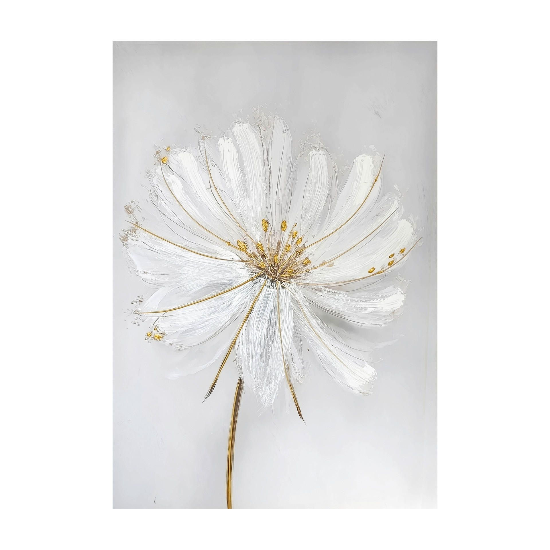 LEINWANDBILD Blumen 70/100 cm  - Goldfarben/Weiß, Basics, Holz/Textil (70/100cm)