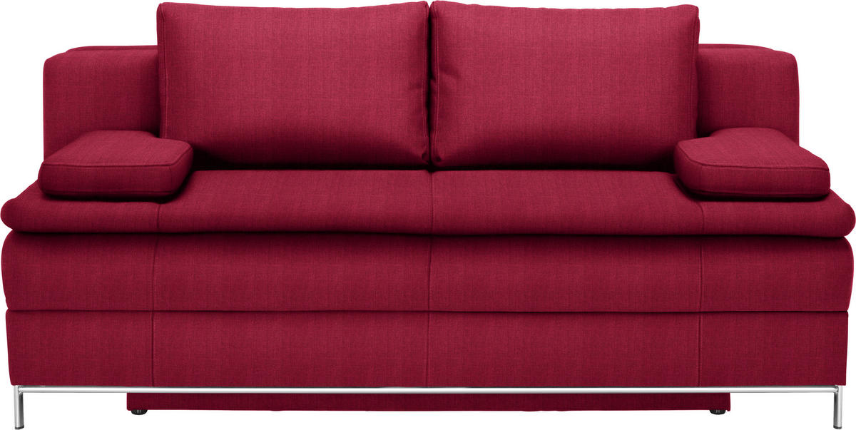 BOXSPRINGSOFA  mit Stoffauswahl Flachgewebe Rot  - Chromfarben/Rot, Design, Textil/Metall (200/93/107cm) - Novel