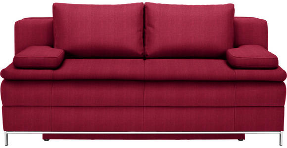 BOXSPRINGSOFA Flachgewebe Rot - Chromfarben/Rot, Design, Textil/Metall (200/93/107cm) - Novel
